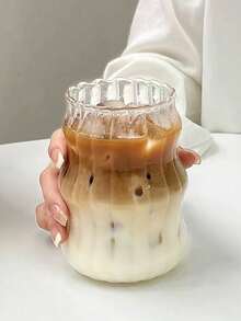 1pc 550ml High-Quality Glass Cup - Cloud Shaped Cold Drink Cup, Household Spiral Design, High Borosilicate Glass Milk Tea/Coffee Cup - Multicolor - View 4