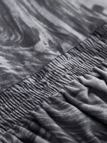 1pc Gray Ruffled Stretch Sofa Cover, Modern Printed Pattern Ruffled Sofa Slipcover, Dust-Proof And Dirt-Resistant Home Protective Sofa Cover, Suitable For Living Room, Bedroom, Home, Apartment, Hotel, All Seasons - Dark Grey - View 8