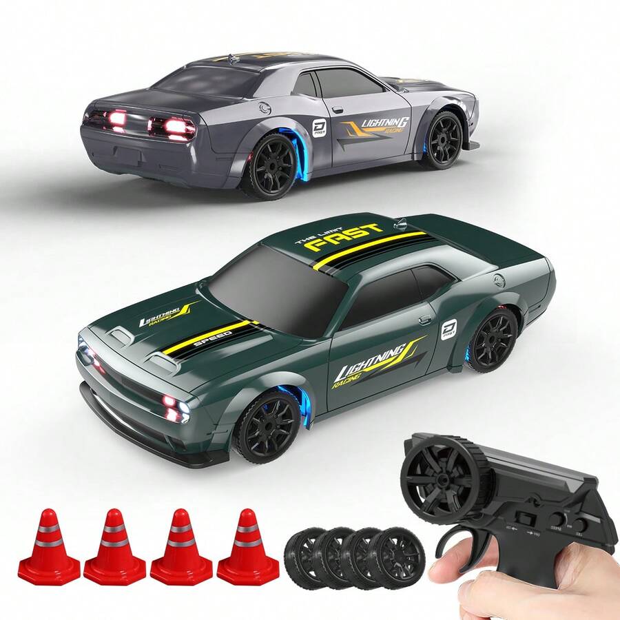 1:43 Scale RC Drift Car 2.4GHz Remote Control Drift Vehicle Features An Alloy Chassis And Realistic Racing Design Equipped With LED Lights And Drift Tires Smartphone Remote Control Operation Competitive Racing Toy Car The Perfect Birthday Gift For Boys And Girls