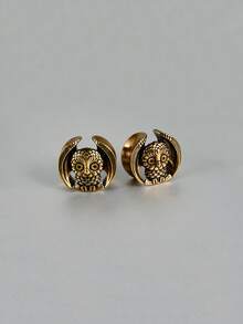 一对铜猫头鹰耳扩耳钉，耳扩扩器，耳钉撑开器，耳洞饰品，8毫米-25毫米 - 如圖 - 查看 13