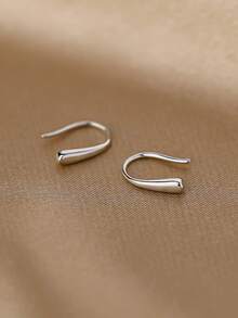 1 Pair S925 Sterling Silver Minimalist Teardrop Earrings, Elegant & Refined Everyday Wear Earrings, Gift For Pierced Ears