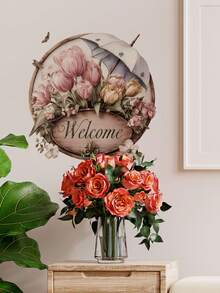 1片装多尺寸PVC可移除墙贴，情人节装饰墙贴，浪漫玫瑰花、爱心、接吻情侣、优雅羽毛爱心、节日氛围酒杯和巧克力图案，适用于卧室、客厅、书房、餐厅、浴室、家居墙面装饰、房间装饰 - 彩色 - 查看 19