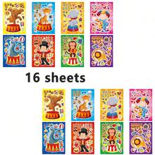 8/16pcs Kids Cartoon Circus Animal Stickers, Lion, Tiger, Monkey, Elephant Sticker Decals, DIY Dress Up Stickers, Holiday Party Gift Bag Filler, Toy Stickers, Birthday Gift - Multicolor - View 8