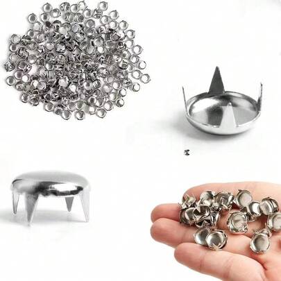 50pcs/100pcs 9mm/0.354in 10mm/0.394in Round Dome Rivets Spike Studs Spots Nailhead Punk Rock DIY Leather Craft For Shoes Clothing Bag Parts Decoration (Silver)