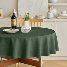 Waterproof Round Tablecloth For Round Dining Table, Decorative Rustic Wipeable Table Cloths Cover Indoor Outdoor Use For Holiday,Wedding, Kitchen (70 Inch,Round (4-6 Seats),Dark Green),DarkGreen70inchRound - DarkGreen70inchRound - View 1