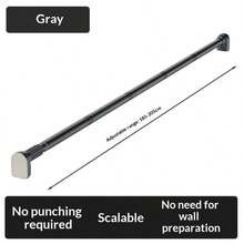 1pc Retractable Stainless Steel Balcony Clothes Drying Rack, Bathroom Curtain Rod, Wardrobe Closet Rail, Storage & Organization, Women White T-Shirt, Women Black Pants, Women Winter Clothing, Dress, Women Winter Outfit, Elegant Women Dress, Women White Long Sleeve Shirt, Women Spring Dress, Women Spring Set, Spring, Spring Apparel, Minimalist, Summer Top - Black - View 26