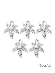 10/20pcs Mixed Cute Pearl Bow, Moon, Cross Zinc Alloy Pendant Beads For DIY Jewelry Making Necklace, Earrings - White - View 11