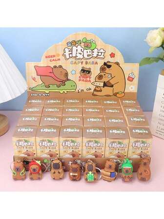 24pcs Capybara Blind Boxes, Birthday Gift Capybara Boxes, Capybara Surprise Gifts, Cute Cartoon Figurine Pendants, Party Favor Small Gifts, Christmas Gifts, Halloween Decor, Christmas Decoration
