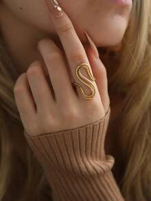 Oversized Doppelring, individualisierbar, offener Ring aus Edelstahl - Goldgelb - Übersicht 5