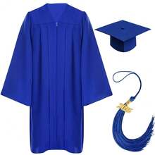 Graduation Cap And Gown Set With 2025 Charms Tassel Graduations Cap And Gown For    School -8348 - Matte-blue - View 1