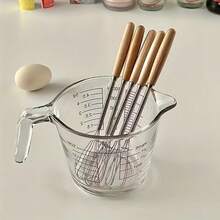 3pcs Wooden Handle Egg Beaters, Stainless Steel Kitchen Egg Whisk And Cream Mixer, 20.07cm - Multicolor - View 8