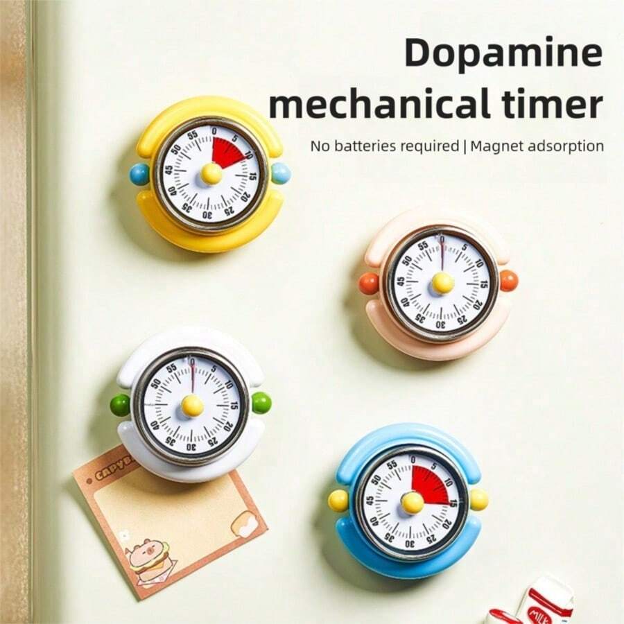 1pc Magnetic Visual Mechanical Timer For Kitchen Cooking & Study, Time Management Self-Discipline Tool