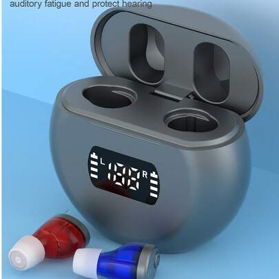 Hearing Amplifier Hearing Aid Earphone, With Charging Compartment, Hidden Amp, Suitable For, Scene (Theater, Meeting)-Caution.