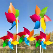 3pcs Sakura 6-Blade Pinwheel, Outdoor Plastic 8-Blade Weathervane, Outdoor Decorative Pinwheel, Suitable For Lively Rotating Outdoor Decor In Yard, Lawn And Garden (Assorted Pinwheel Colors), Requires Assembly - Multicolor - View 6