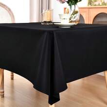 Eeivs Square Tablecloth 52 X 52 Inch Washable Polyester Table Cloth Solid Black Heavy Duty Fabric Table Cover Daily Use For Dining Home Kitchen Party Wedding,Black52inchx52inchSquare - 黑色 52 吋 x 52 吋正方形 - 查看 5