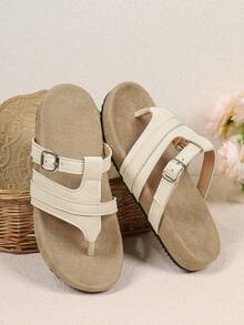 Pantofole da donna, pantofole piatte slip-on, pantofole comode antiscivolo per soggiorno, camera da letto, bagno, spiaggia all'aperto, feste, pantofole da donna alla moda - Beige - Visualizzare 7