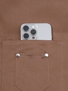 1件防水防油厨房围裙，涤纶面料，适用于家庭、餐厅、手工、花园、烧烤、学校、咖啡馆等场所，男女通用，是绝佳的圣诞礼物。 - 咖色 - 查看 7