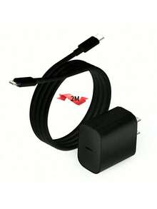 MFi认证超快充电器，兼容和iPad，USB-C墙式充电器，快速充电，配备6英尺和3.3英尺数据线，适合旅行、办公、宿舍和家庭使用。适配器品牌：Nan。 - 美規A型插(110-127V) - 查看 17