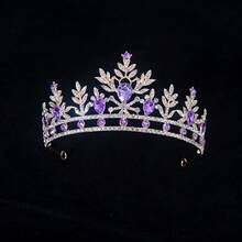 1pc Blue Sapphire Themed Headpiece, Visually Fresh And Bright, Suitable For Fairy-Tale Style, With Golden Frame, Paired With Blue Sapphire Droplets And Full Rhinestone Accents, Featuring Leaf Texture Design, Combining Elegance And Ethereal Charm, Suitable For Children/Teenage Girls' Birthday, Party, Photography, Cosplay (E.G. Ice Princess Character) - Multicolor - View 13