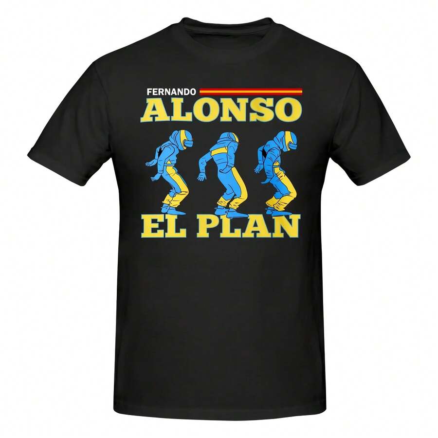 Funny Fernandos Alonsos Dance T Shirt for Men 100% Cotton Tshirt Casual Summer Short Sleeve Tee Shirt Slim Fit Clothing Gift - Negro - Ver 1