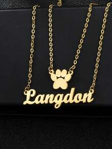 [ Stacked Chain Hot Style ] Personalized Customization Of Double-Layer Necklace, Personalized Customization Of Name, Text, Anniversary, Double-Layer Chain Style Necklace, Stainless Steel Gold Necklace, Including Exquisite Gift Box, Suitable For Winter, Gift Giving, Valentine's Day, Mother's Day. - Double Chain - View 19