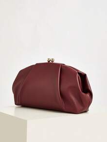 Women's Bag,Minimalist Clip Hardware Design Handbag, Lychee Grain Pleated Metal Buckle Cloud Bag, Sweet College Style Commuting Casual Crossbody Shoulder Bag, Suitable For Girls, Students, Office Workers, And Girls. Used For Daily Commuting, Shopping, School Dates, Travel - View 3