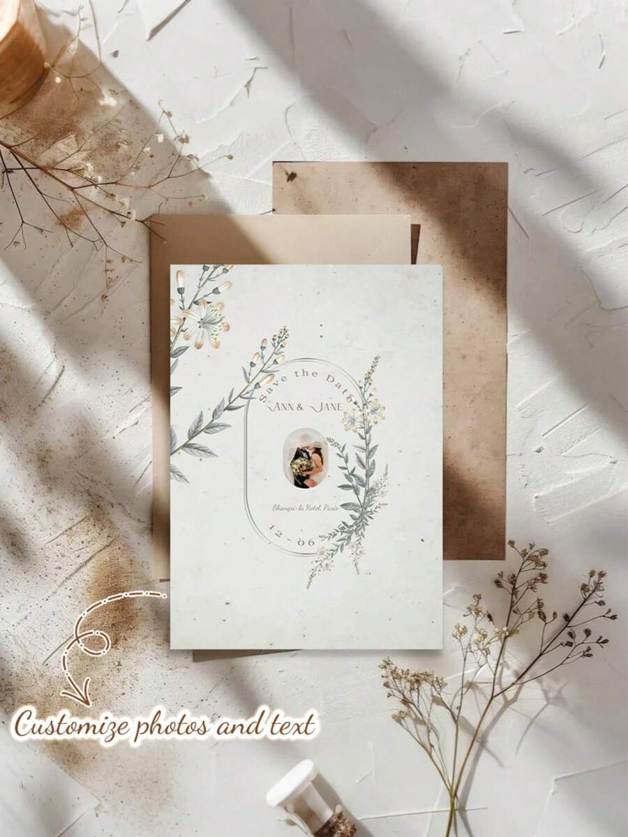 10pcs Customized Wedding Invitations, Personalized Wedding Cards, Elegant Wedding Invitation Cards, Wedding Greeting Cards, Wedding Invitations, Customized Wedding Invitations, Personalized Custom Wedding Invitations, Customized Photo Wedding Cards/Invitations, Wedding Celebration Cards, Simple Wedding Announcement Cards, Customize Your Content - Upload Your Photos & Text, Personalized Wedding Cards, Marriage Congratulations Cards | Wedding Souvenirs, Personalized Newlywed Bride And Groom Wedding Cards - Multicolor - View 1