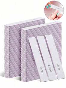5/25pcs Professional Nail Files, 180/100 Grit Natural Nail Files, Double-Sided Washable Fine Textured Nail Files, Suitable For Home And Salon Use - Multicolor - View 1