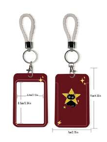 1pc ABS Red Guitar Cat Pattern Fashionable Keychain Pendant, Bag Charm, Student Bus Protector - Multicolor - View 3