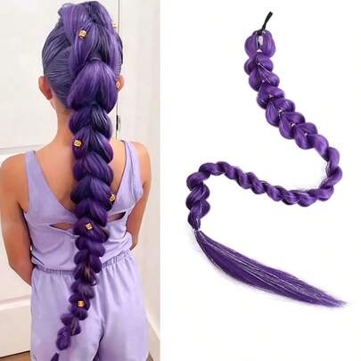 Parrucca con doppia coda di cavallo viola | Parrucca con doppia coda di cavallo con linee laser | Fibra sintetica di alta qualità, adatta per acconciature d'avanguardia, cosplay e look da festa