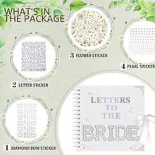 8 X 8 Inch Letters To The Bride Scrapbook Wedding Memory Book Bridal DIY Blank Paper Scrapbook Photo Album Guest Book Sign With PearlandFlower Stickers Metallic Letters Gems Bows - trắng - Xem 3