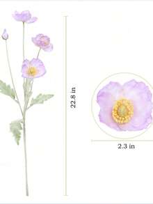 1/3/5支装仿真罂粟花，长59厘米，每枝4朵，简约现代风格，可弯曲且不褪色 - 适用于DIY花墙、场景装饰、客厅/卧室花瓶插花、婚礼、派对、桌面装饰。也适用于秋冬季装饰、家居装饰、厨房装饰、婚礼装饰、餐桌摆饰、办公室装饰、花园装饰、户外装饰、生日/毕业礼物、园艺、仿真花 - 紫色 - 查看 4