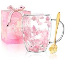 CYPNRegalos para mujer tazas de café de vidrio de doble pared lindas tazas de té de vidrio con asas taza de otoño regalos de cumpleaños para mejores amigos maestro mamá regalos para regalos para elFashion - 222337846 - Ver 2