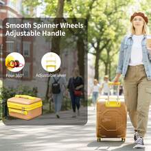Fochier F-4 Piece Suitcase Set, ABS Hard Shell Trolley Case, Silent Universal Wheel Combination Lock, Family Travel Suitcase Set, Cosmetic Handbag 20-Inch Suitcase 24-Inch Suitcase 28-Inch Suitcase - 香檳色 - 查看 10