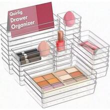 CYPN31 Organizador de Cajones de Plástico Transparente 4 Tamaños Versátiles Duraderas Sin olor Apilables y Antideslizantes Separadores de Cajones de Escritorio Maquillaje Dormitorio clear 31PCSFashion - 222456163 - Ver 1