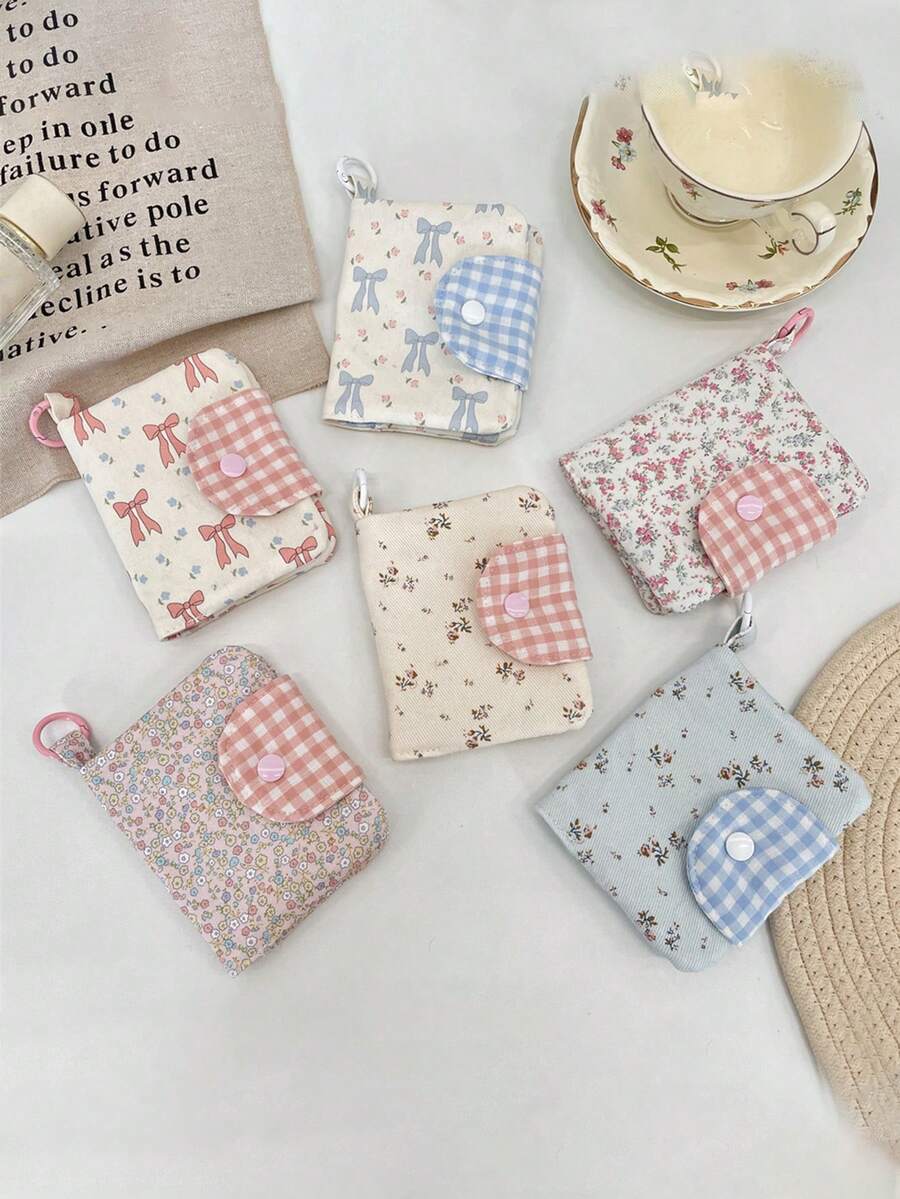 1个格子花纹卡片袋，零钱袋，耳机收纳袋，包包挂饰，包包装饰，银币袋，钥匙袋，迷你红包，时尚便携，多功能，生日礼物，情人节礼物 - 彩色 - 查看 1