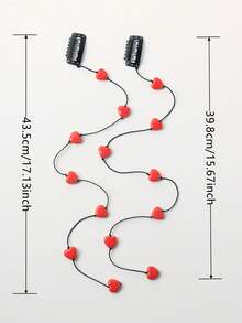 2件套情人节红色爱心流苏配饰套装，波西米亚风可爱嘻哈发夹、发箍、发圈、编织发圈、头饰、派对礼物