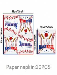 50Pcs Baseball Disposable Tableware Set, Red Blue Baseball Bat Helmet Print Paper Plates Cups Napkins, Sports Fan Game Day Baseball Birthday Home Watching Party Supplies Table Decor Essentials - Multicolor - View 7