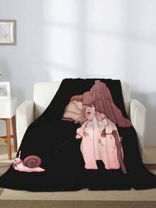 Elderly Mushroom Walking Pet Snail Baseball Cap Heavy-Duty Polyester Blanket, Long-Lasting Warm Throw - màu đen - Xem 4