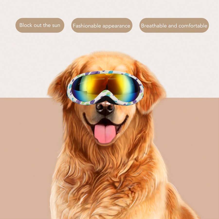 New 2026 Sunglasses For Dogs: UV Protection Dog Sunglasses With Red Lenses And Stylish White And Purple Frame | Windproof And Eye Protection For Your Pet