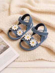 Infant/Toddler Girls' Flower Soft Bottom Sandals, Suitable For Newborns, Crawling Shoes, Crib Shoes, Summer - Blue - View 8