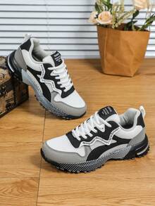 轻便透气网面跑步鞋，百搭黑白运动鞋，男女皆宜的休闲步行鞋，适合通勤、健身、旅行，采用厚底设计，圆头，低帮，多功能，节日和新年礼物，女士运动鞋 - 白灰黑 - 查看 4