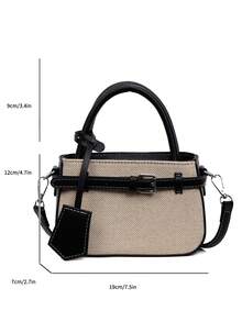 Casual Colorblock Textured Versatile Commuter Retro Small Handbag, Metal Clasp Closure, Women's - Black - View 10