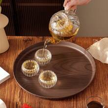1个木纹圆形托盘，可用于盛放食物、水果、咖啡、茶、甜点、早餐、西餐、斋月菜肴的盘子或杯子。 - 彩色 - 查看 5