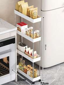 2/3/4层滑动式储物推车，窄缝储物推车，适用于厨房、洗衣房、狭窄空间的多功能储物架，落地式