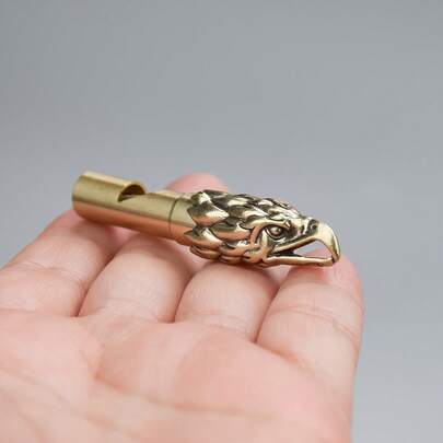 1pc Handmade Pure Copper Eagle Head Whistle - Exquisite Eagle Design, Keychain Pendant, Durable Christmas, Thanksgiving, Mother's Day Gift, Suitable For Outdoor Enthusiasts, Crafted With Delicate Workmanship, Art Decor