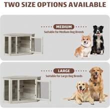 52-Inch Corner Dog Crate Furniture - Wooden Pet Kennel With Mesh, Space-Saving Design For Small/Medium/Large Dogs - Grey (27.6 Inches Long X 52.0 Inches Wide X 29.1 Inches High) - View 8