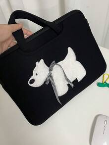 笔记本电脑保护套，带蝴蝶结小狗图案，适用于 11/12/13/14/15.6/16 英寸笔记本电脑/平板电脑，配有提手和肩带 - 彩色 - 查看 7