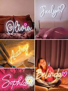 Letrero de Neón Personalizado, Letrero de Neón con Nombre Personalizado para Decoración de Pared de Dormitorio, Placa de Nombre Personalizada para Boda, Fiesta de Cumpleaños y Eventos de Graduación - Multicolor - Ver 8