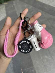 Set mini fitness, include halteră de antrenament și mănuși de box, breloc țesut, unisex, detașabil, ideal pentru pasionații de fitness și cadou versatil, potrivit pentru decorarea rucsacurilor și cheilor, excelent pentru întoarcerea la școală, Ziua Profesorului, timp liber, divertisment la petrecere, cadouri pentru casă și Ziua Îndrăgostiților - Multicolor - Vizualizare 10